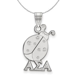 Sterling Silver Alpha Sigma Alpha Medium Pendant Necklace - 24 Inch
